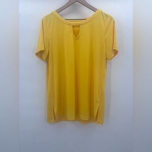 Susan Graver Modern Essential Liquid Knit Tunic in Yellow Size Medium